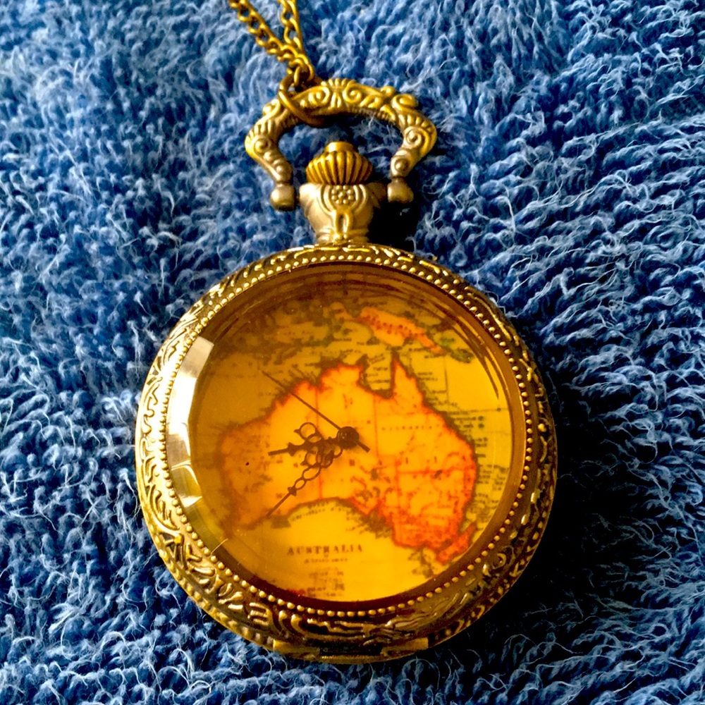 Map Of Australia Pocket Watch With Glass Front Gem